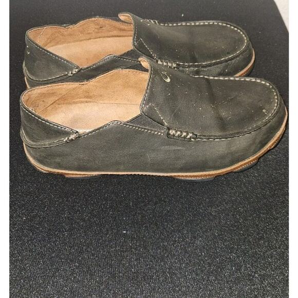 OluKai Moloa Mens Size 9.5 Black Leather Casual Slip On Loafers Shoes main image 8